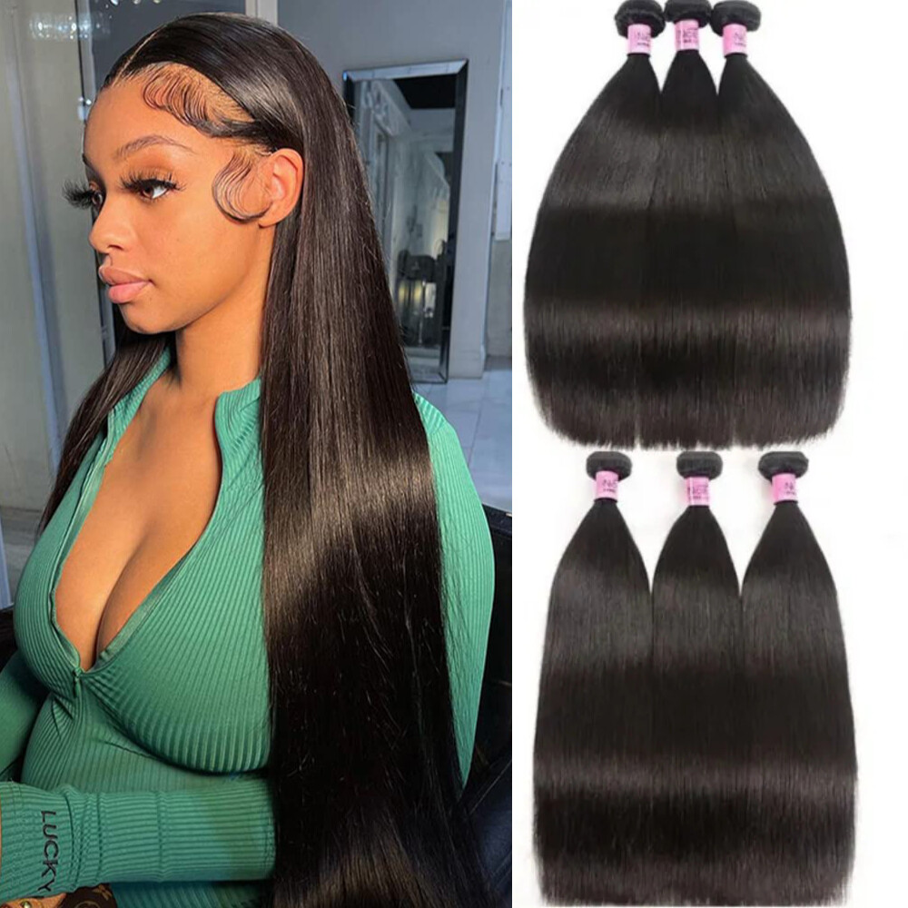 UNice Hair Indian Straight Human Hair Extensions 3 Bundles Virgin Hair Weaves US