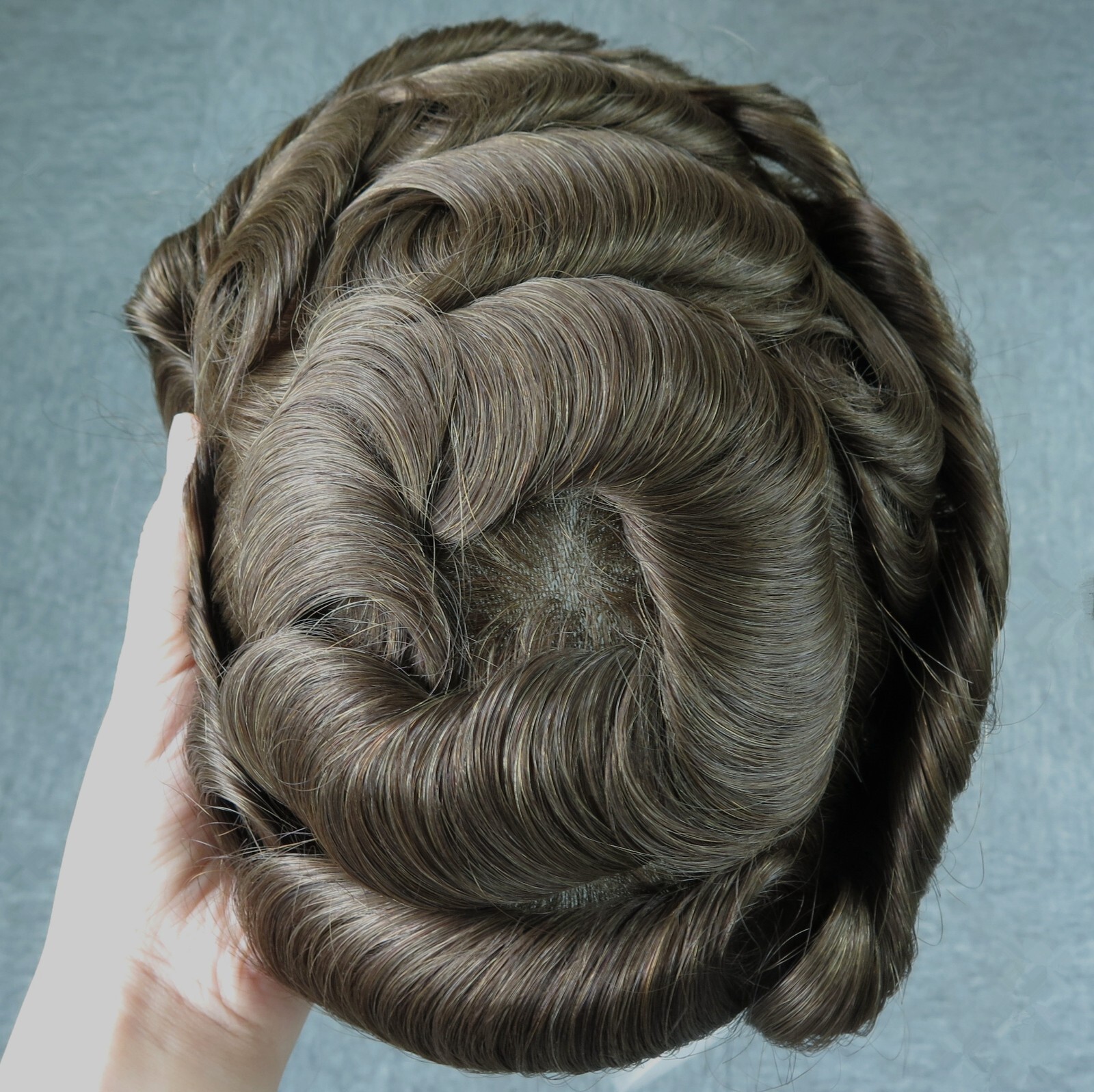 Toupee Mens Human Hair Thin Skin Hairpieces System Replecement Natural Brown