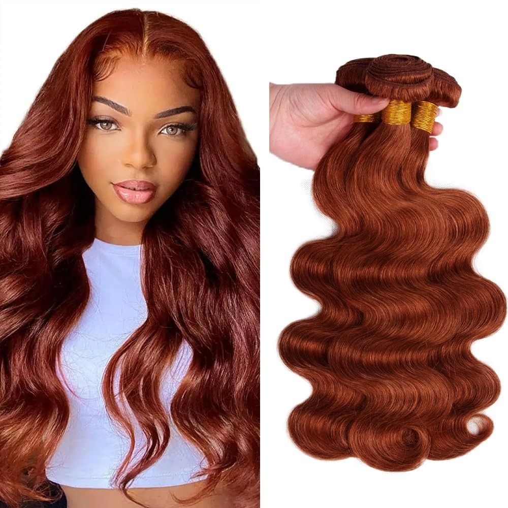 Giginger 14 16 18 Inch Reddish Brown Body Wave Bundles Color 33 Human Hair Body