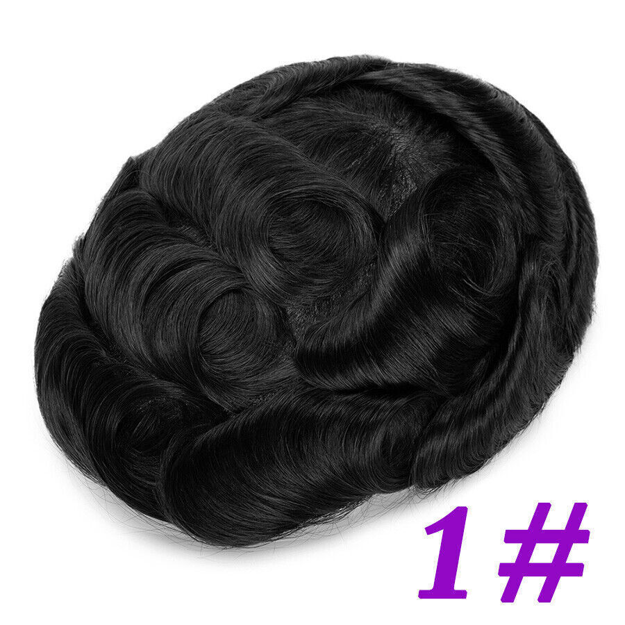 Mono NPU Men Toupee Durable Strong Knot Human Hair Replacement System Hairpiece