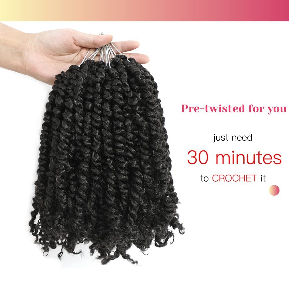 Pre-twisted Passion Twist Crochet Hair 10 Inch Short Pre-looped Crochet Passi…