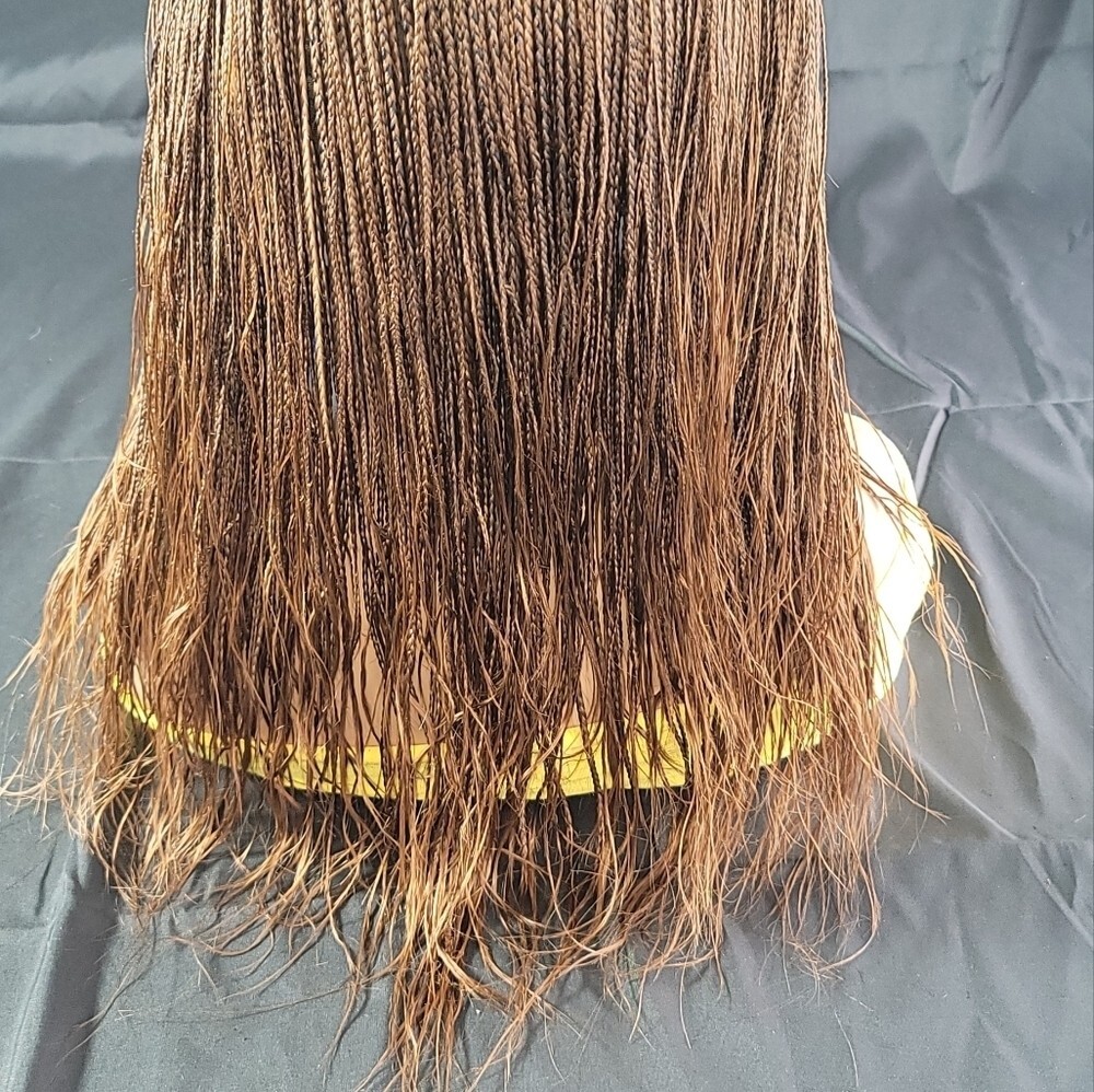 Braided Wig Full Lace Glueless Micro Braids 16” Auburn Ombre Handmade NWT Short