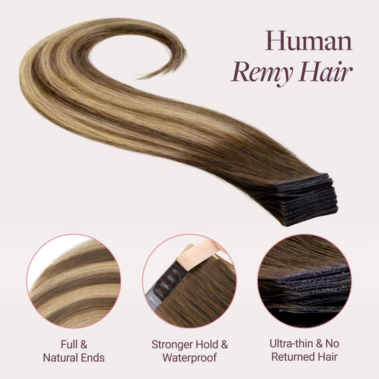 Goo Goo Genius Tape In Hair Extensions Hand Tied Tape Weft 4/27/4 Balayage