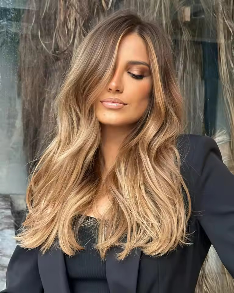 16inch Highlight Honey Brown Brunette Wavy Wigs 13×4 Lace Front 100% Human Hair