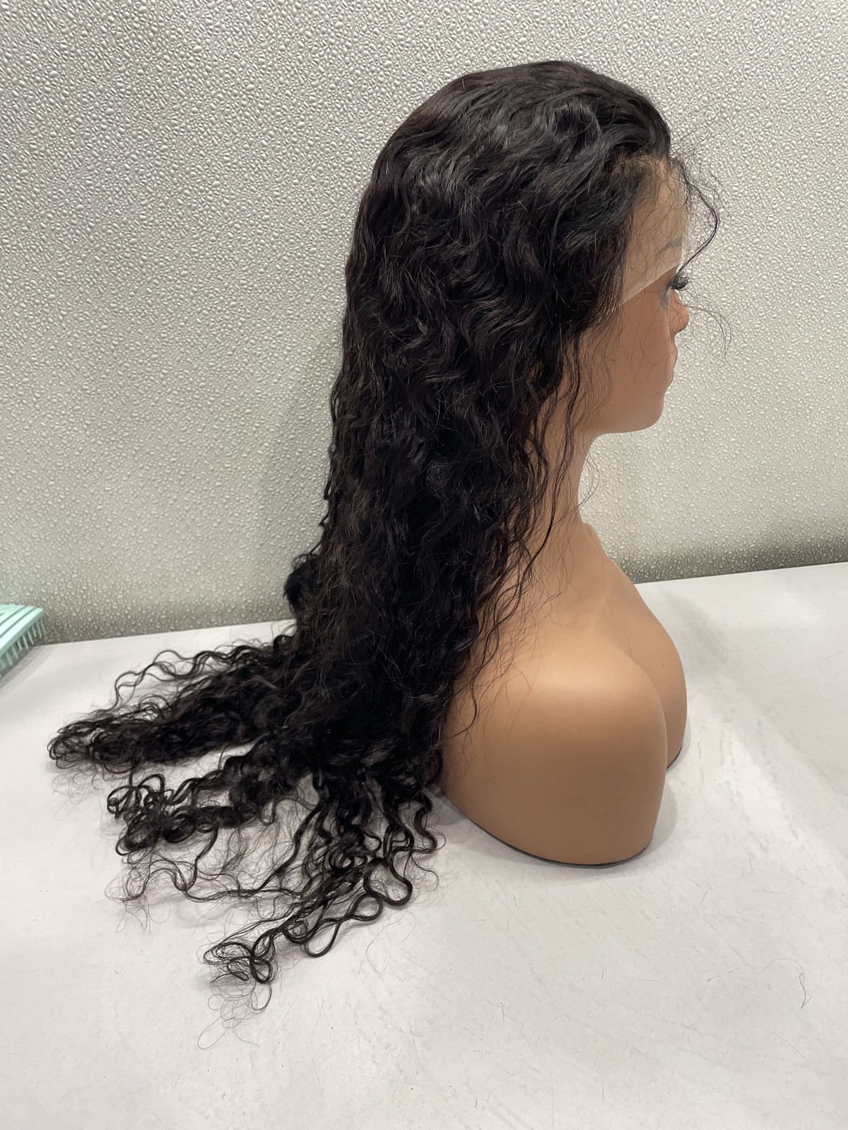 Natural Black Water Wave Human Hair Blend 13×4 Lace Front 180% Density Wig, 26″