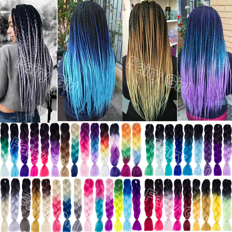 1pack 24” Crochet Hair Braiding Synthetic Hair Extensions 100g/pack 60 colors