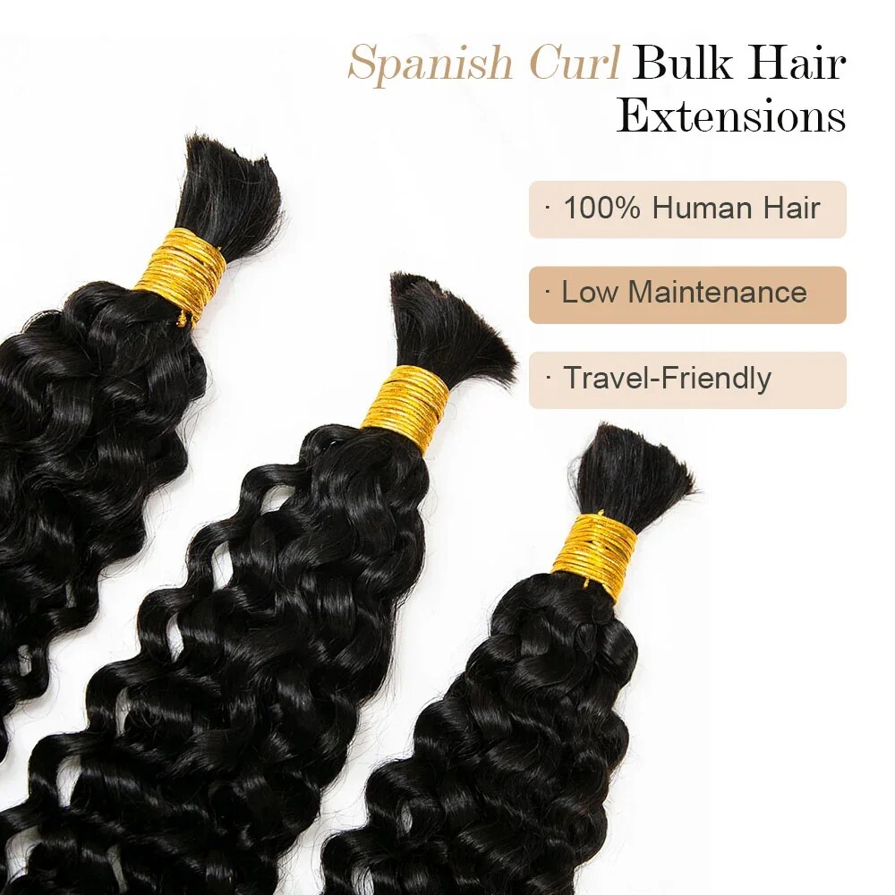 Spanish Curl Human Hair Bulk For Braiding Brazilian Micro Braids Hair No Weft