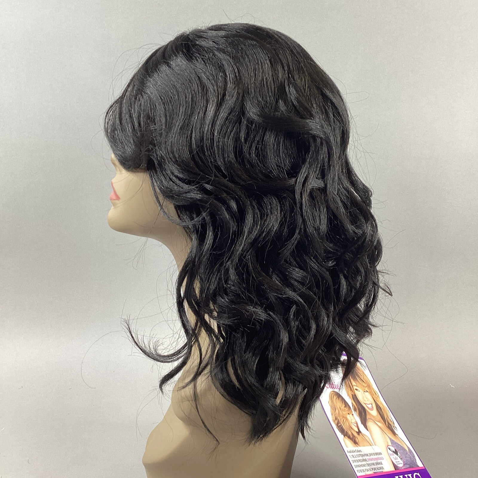 CT147 Shoulder Length Wavy #1B Off Black Synthetic Full Wig