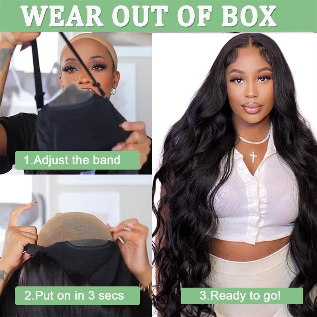 26″ Body Wave Lace Front Wigs Human Hair, 180% Density, Glueless, Pre-Plucked, H