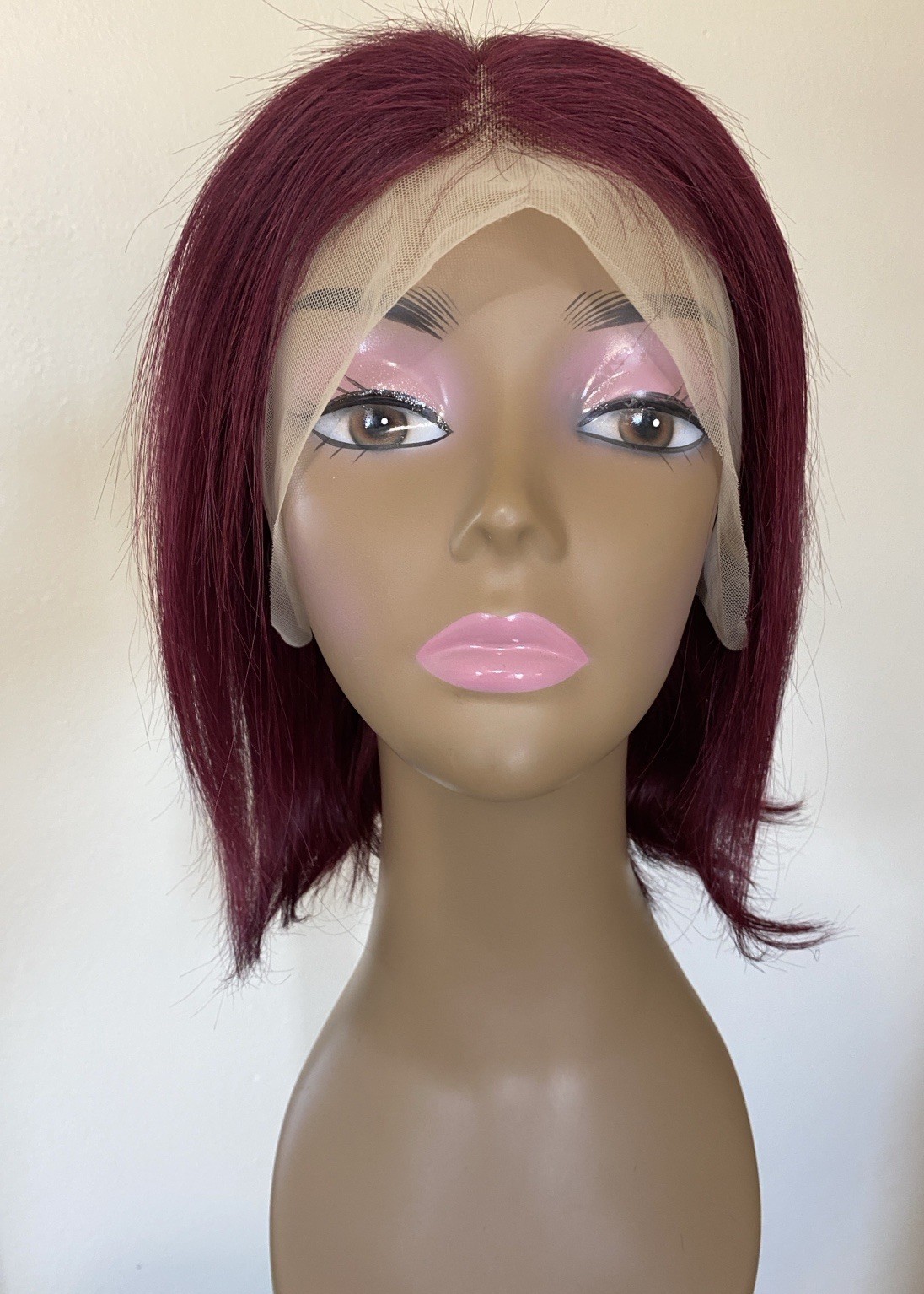 12 Inch Burgundy Red Wig 13×4 Lace Front Wig Human Hair Bob Glue-less Preplucked