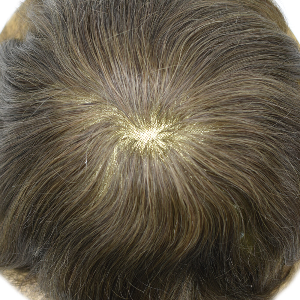Mens toupee hairpiece Fine Mono poly skin Human hair system replacement Mens wig