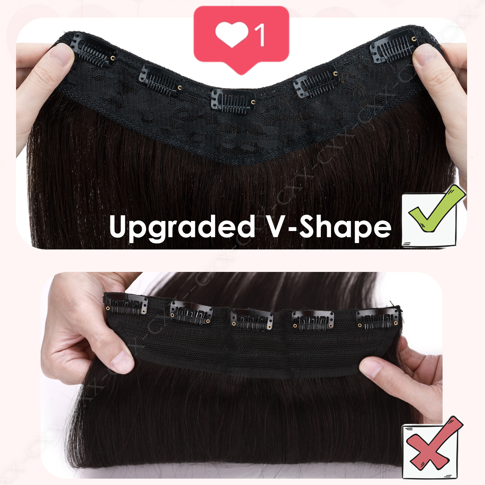 ONE PIECE V-Shape U Clip In 100% Remy Human Hair Extensions Weft Thick Full Head