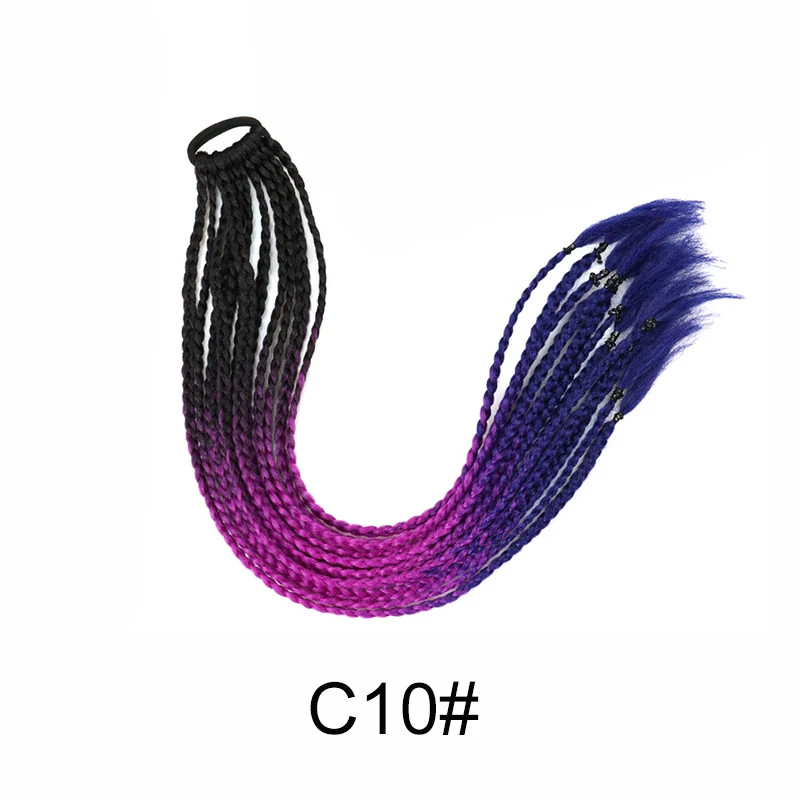 Gradient Colored Braided Ponytail Extension Elastic Rubber Band for Women Girls