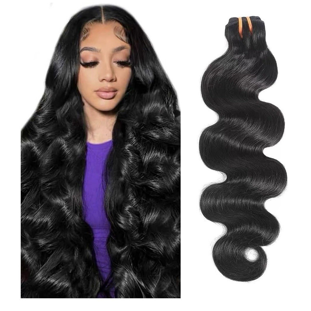 Luxurious Black Raw Bundle Wave Human Hair Extensions – Natural Black 20 inches