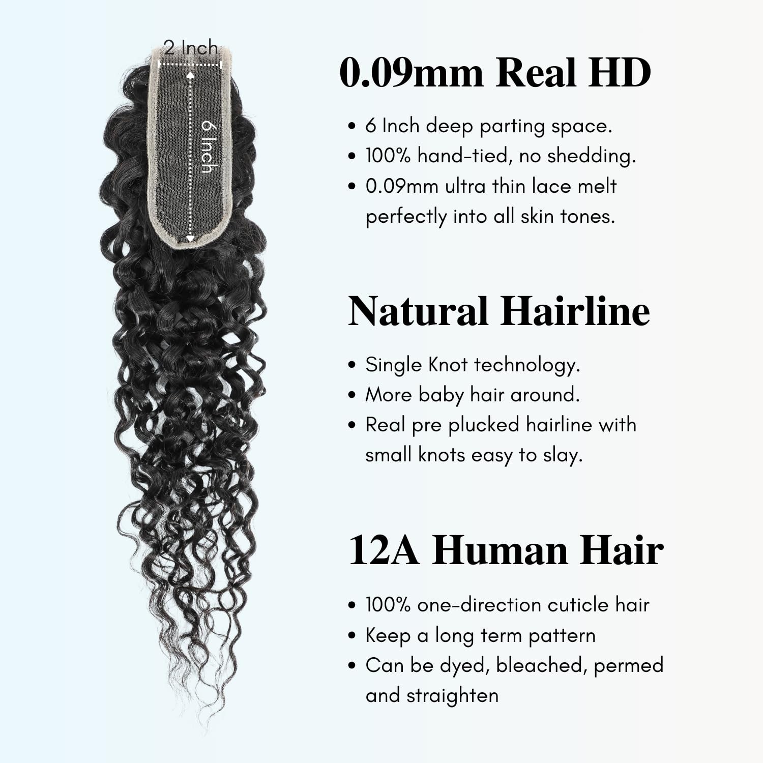 Auroo 2X6 Kim K Water Wave Skinlike Real Hd Lace Closure Only 20 Inch 12A 0.09
