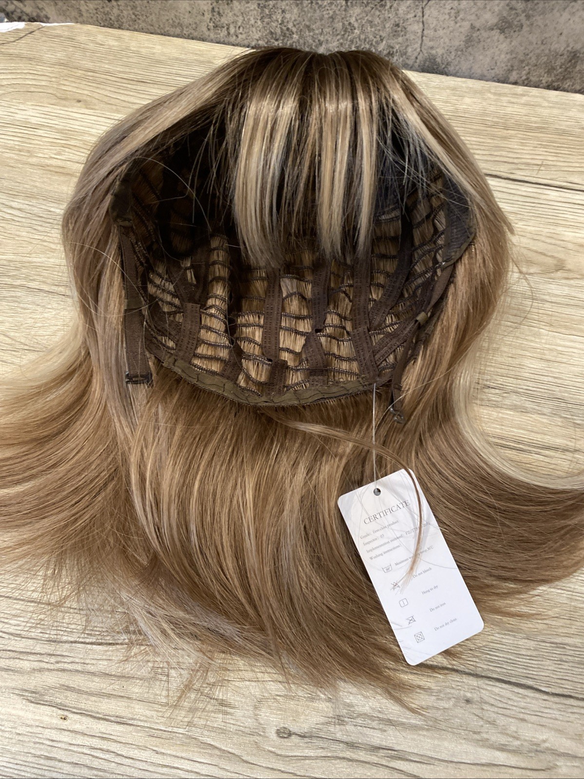 Woman’s wig brown with blonde highlights brown roots blonde hair bob wig