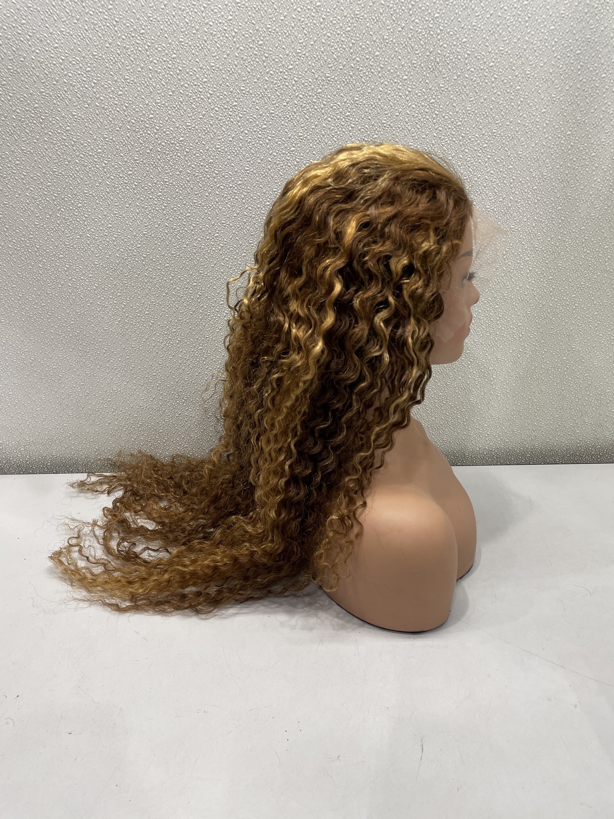 Highlight Ombre Deep Wave Human Hair Blend Lace Front Glueless Wig, 34″