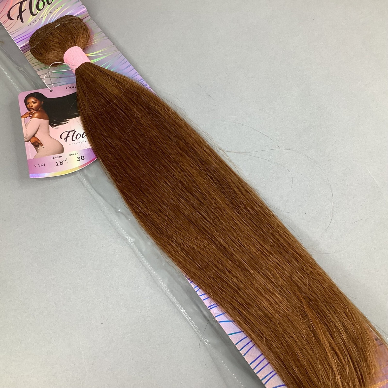 18″ Flow #30 Honey Brown Yaki Straight 100% Human Hair Extensions