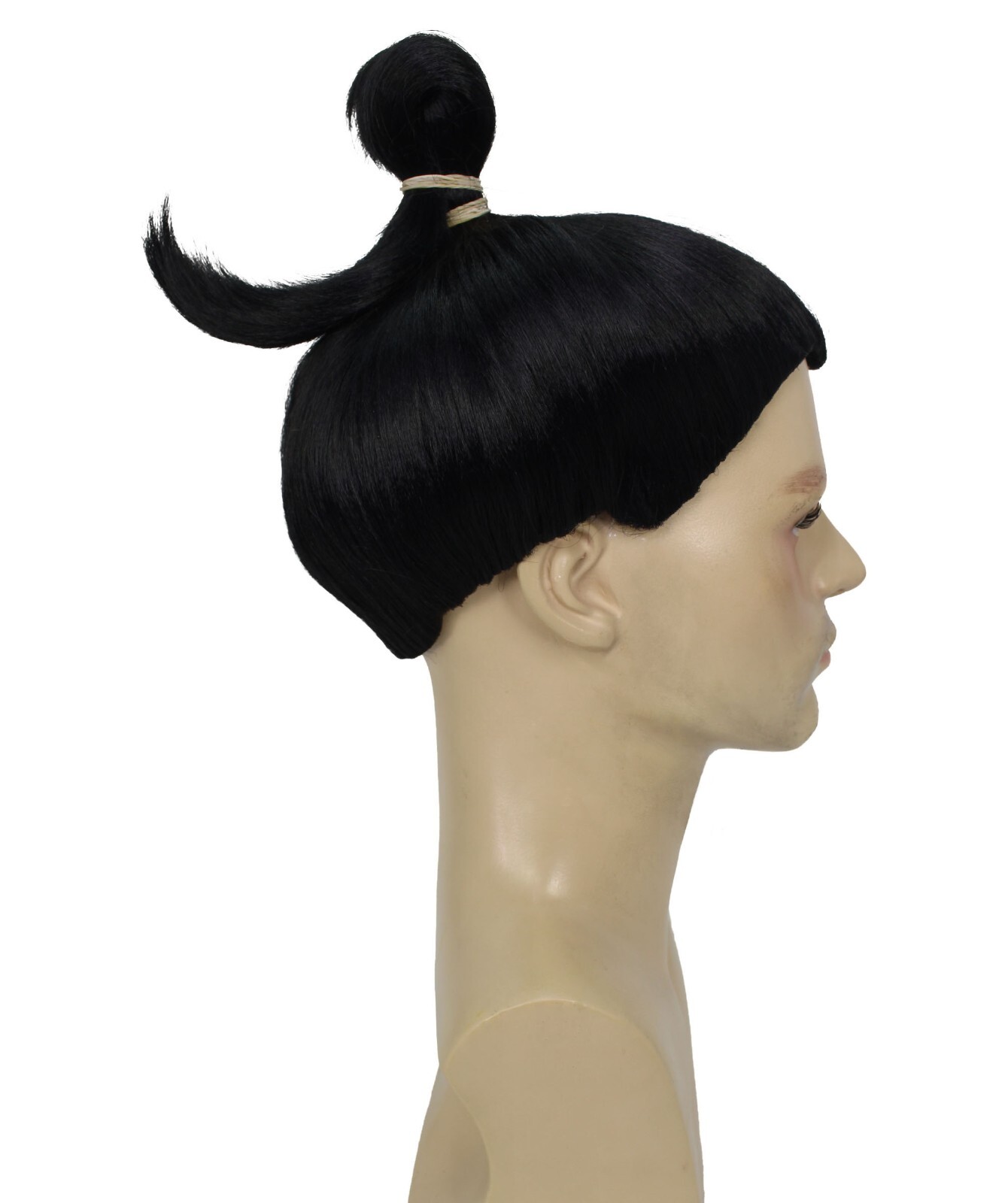 Adult Men’s Striking Black Anime Villain Wig With A Bun I Synthetic I HM-1627