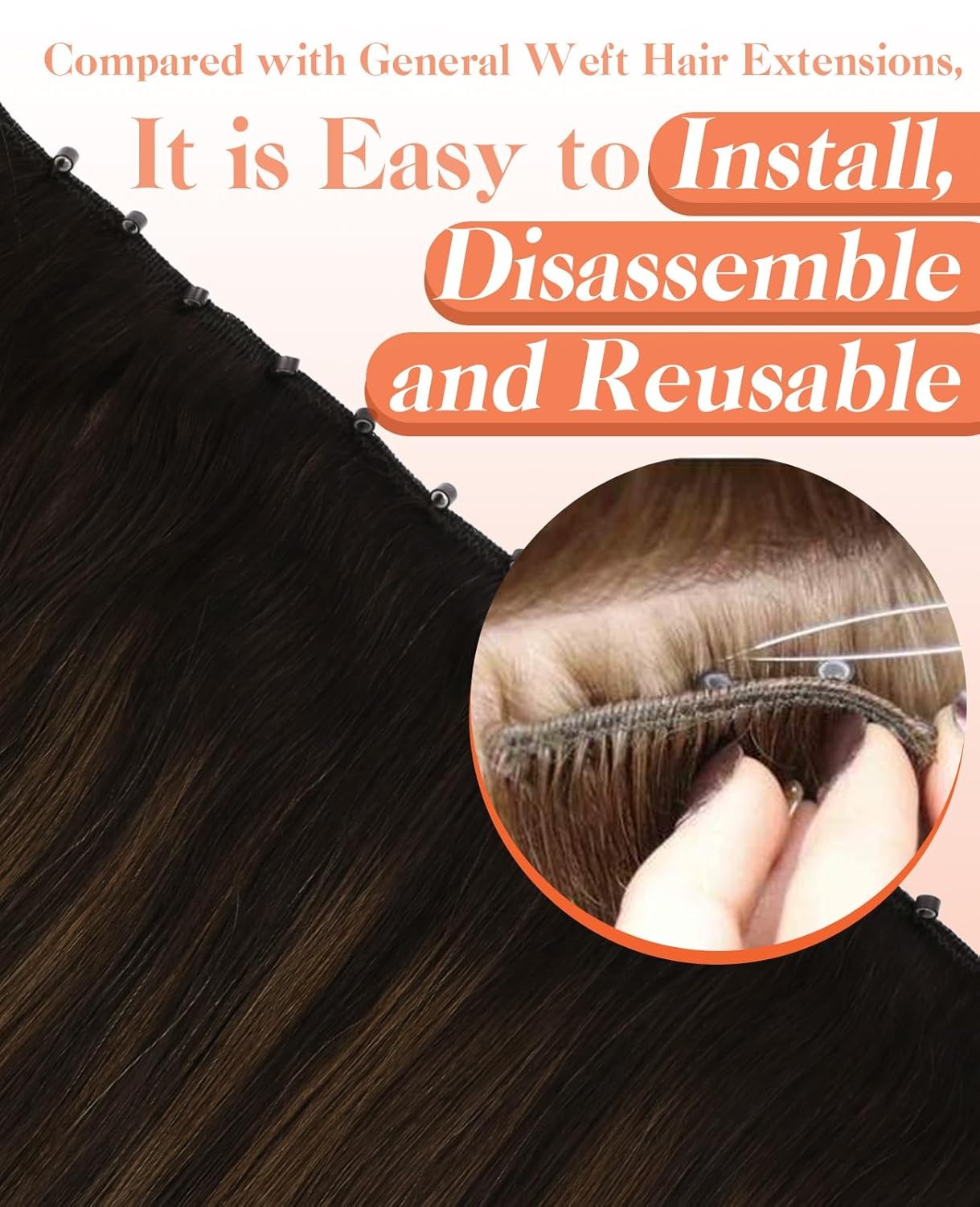 Sunny Hair BEADED 18in Dark-Medium Brown Hair Extensions – MB_2-2-6_18_50G4