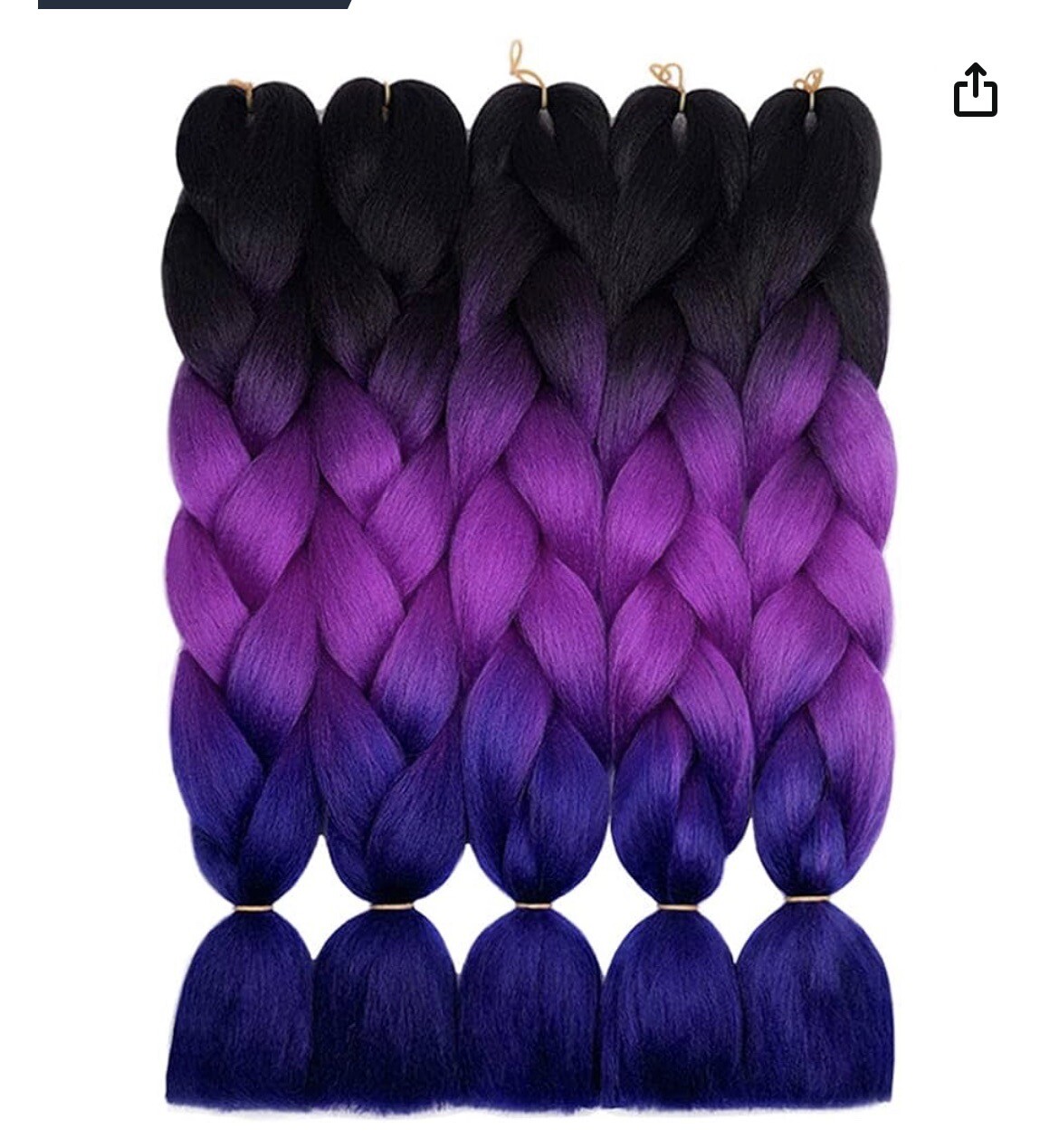 Ombré Jumbo Braid Hair Black/Purple/Blue 5 Pack