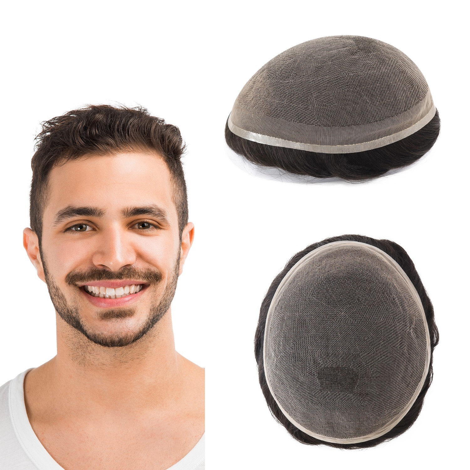 Mens Toupee Hairpiece Full Korea LACE Basement Wig Human Hair Replacement System