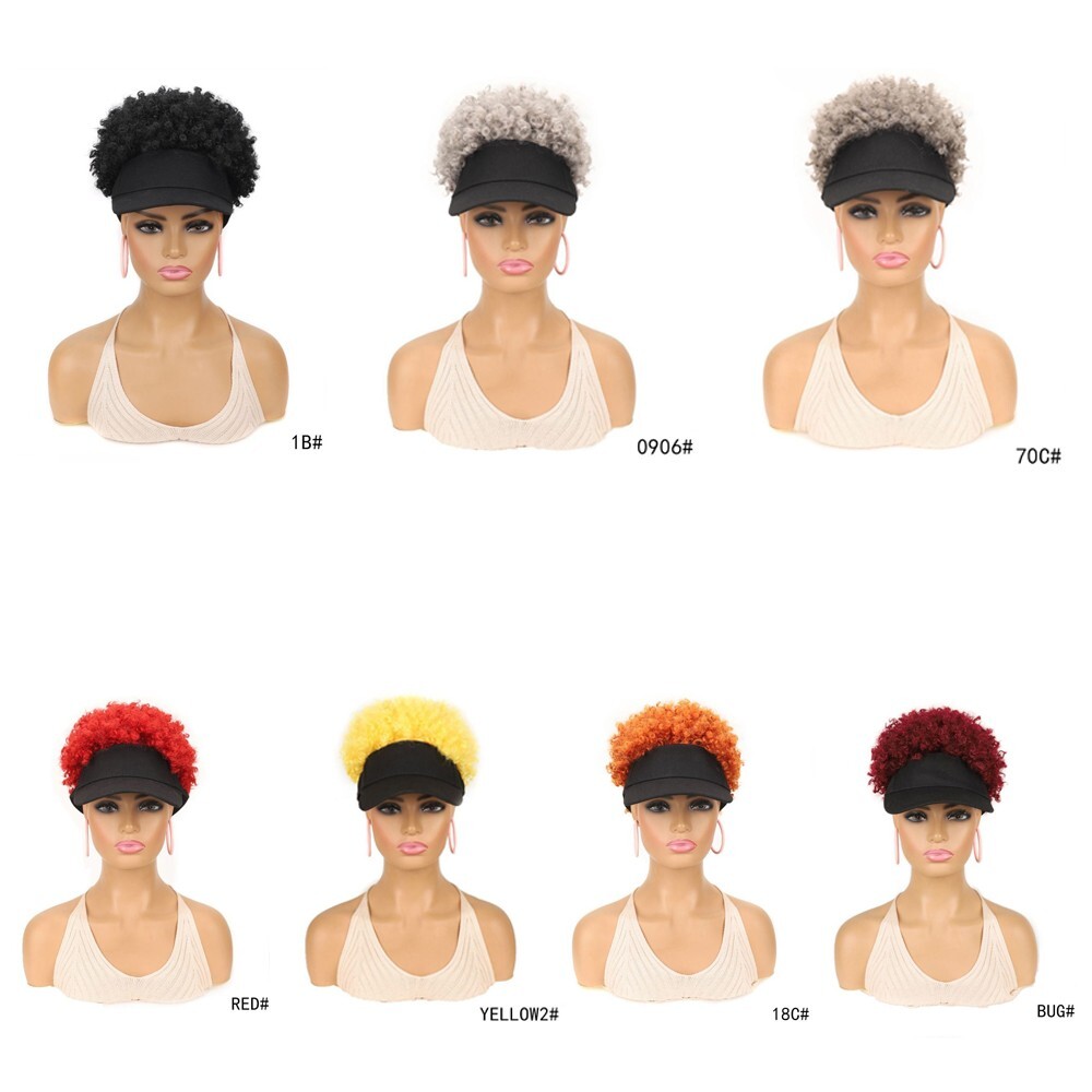 Afro Kinky Curly Hair Baseball Hat Cap Synthetic Afro Hair Wig Hat Party Cosplay