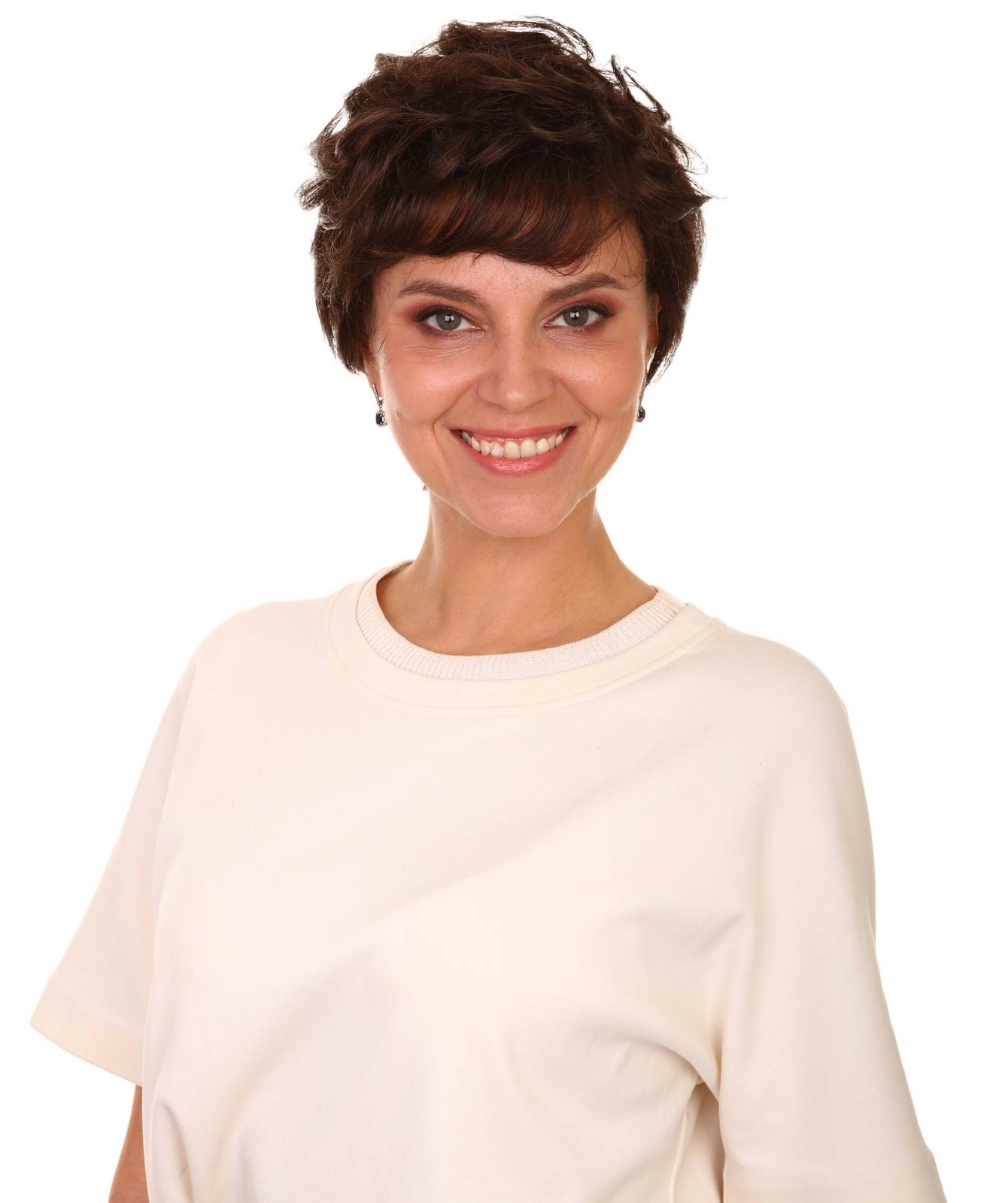 Veronica – Curly Kanekalon Synthetic Fiber Full Wig, 2-4.5 in, Chestnut Brown