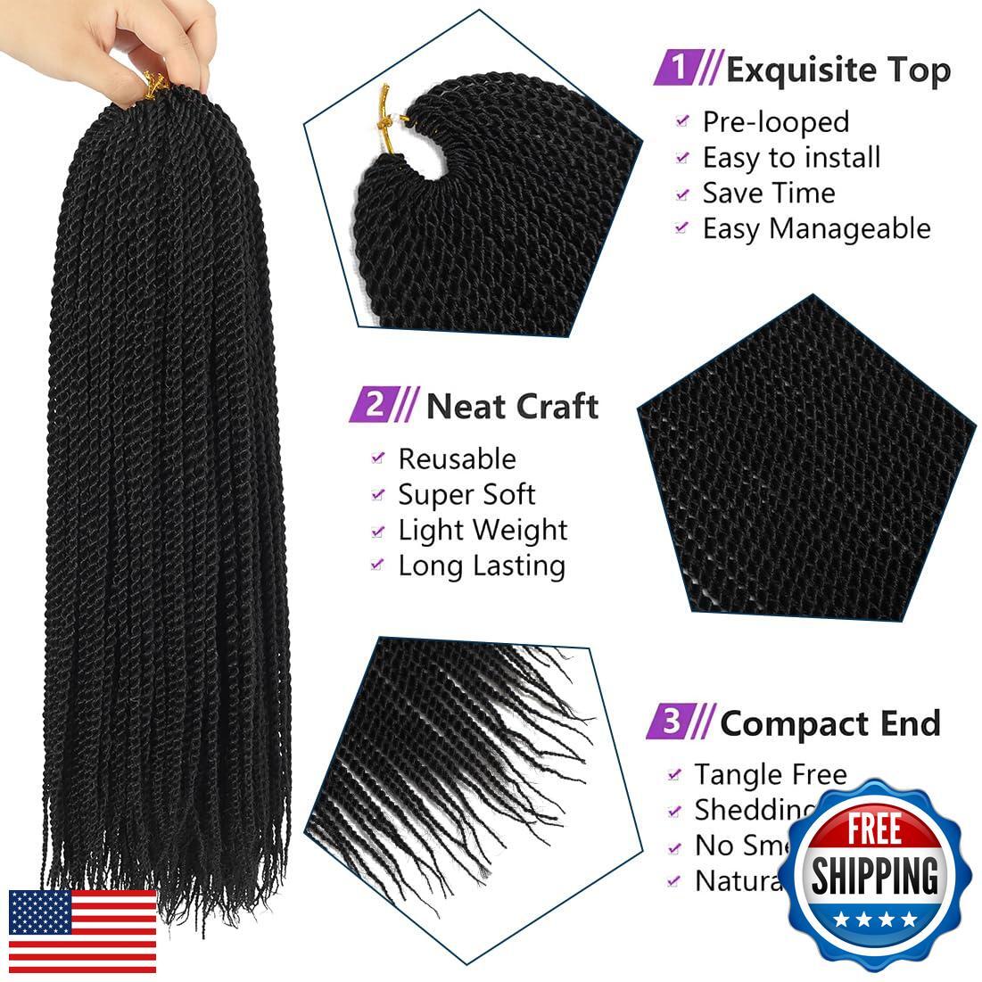 Crochet Braids Senegalese Twist Crochet Hair 7 Packs Pre Looped Micro Senegal