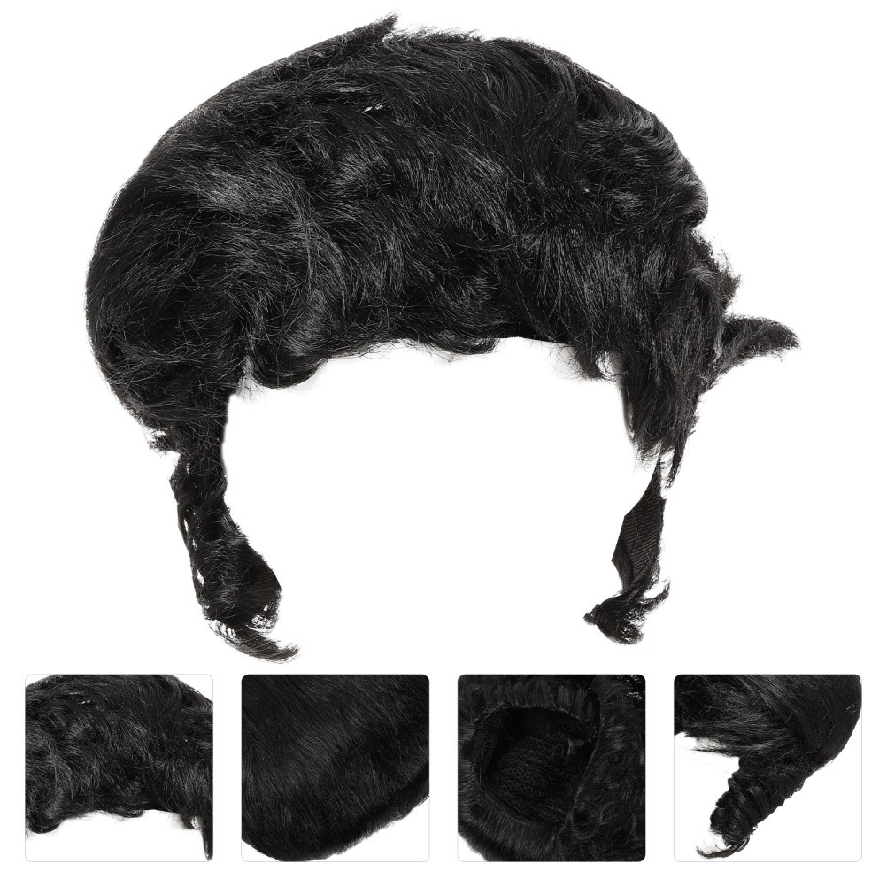 High Temperature Fiber Black Wig for Men Cosplay Party Style