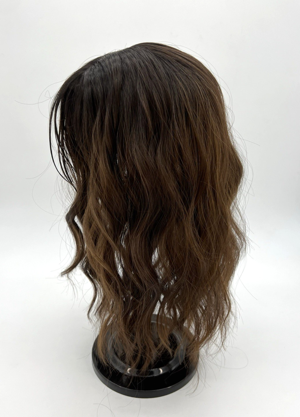 Chocolate Brown Ombre Dark Root Wavy 16in Women Premium Hair Topper