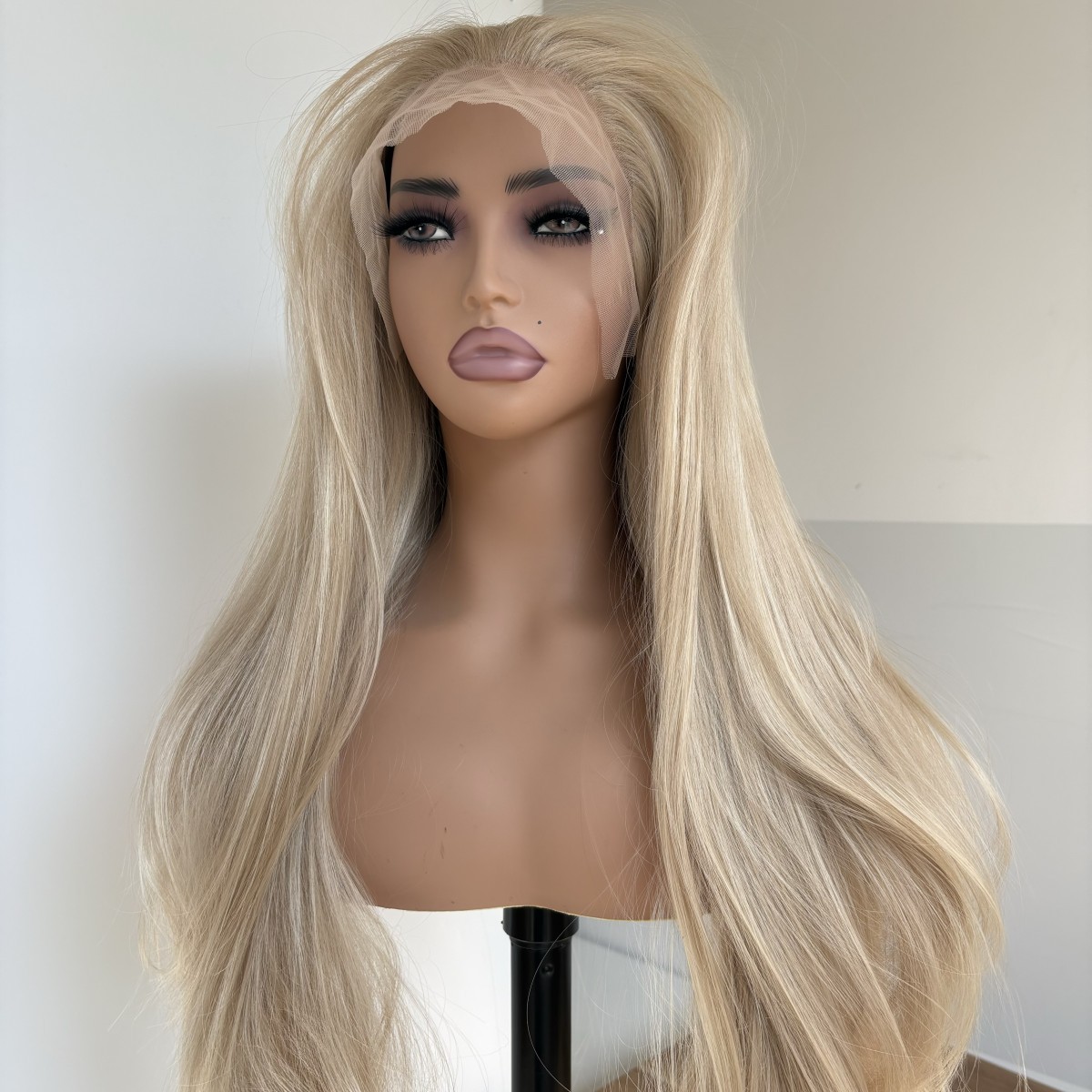 Natural Mixed Blonde Heat Resistant Hair Lace Front Wig Long Straight