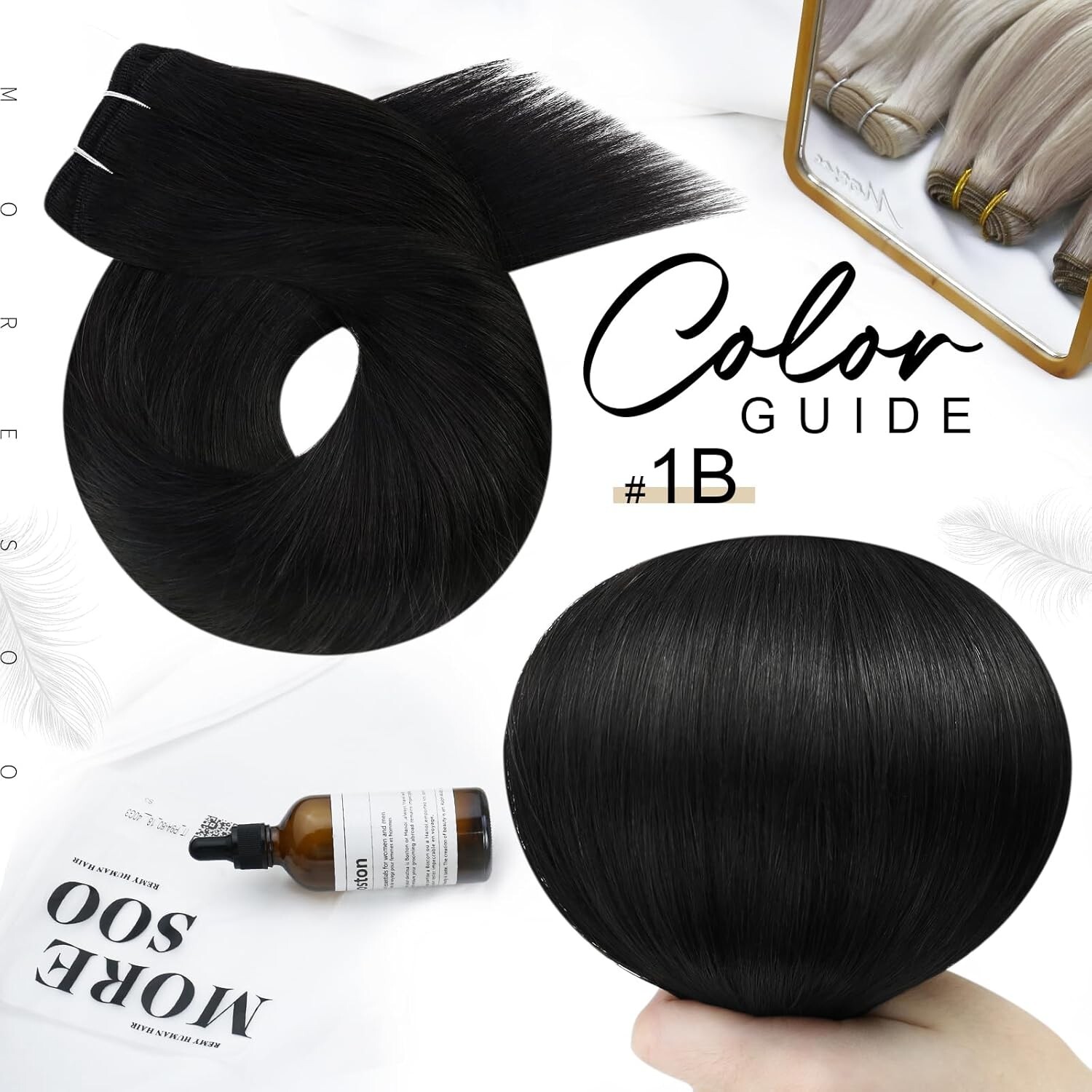 Versatile 100g Sew In Hair Extensions – Double Weft, Off Black, 20 In Length