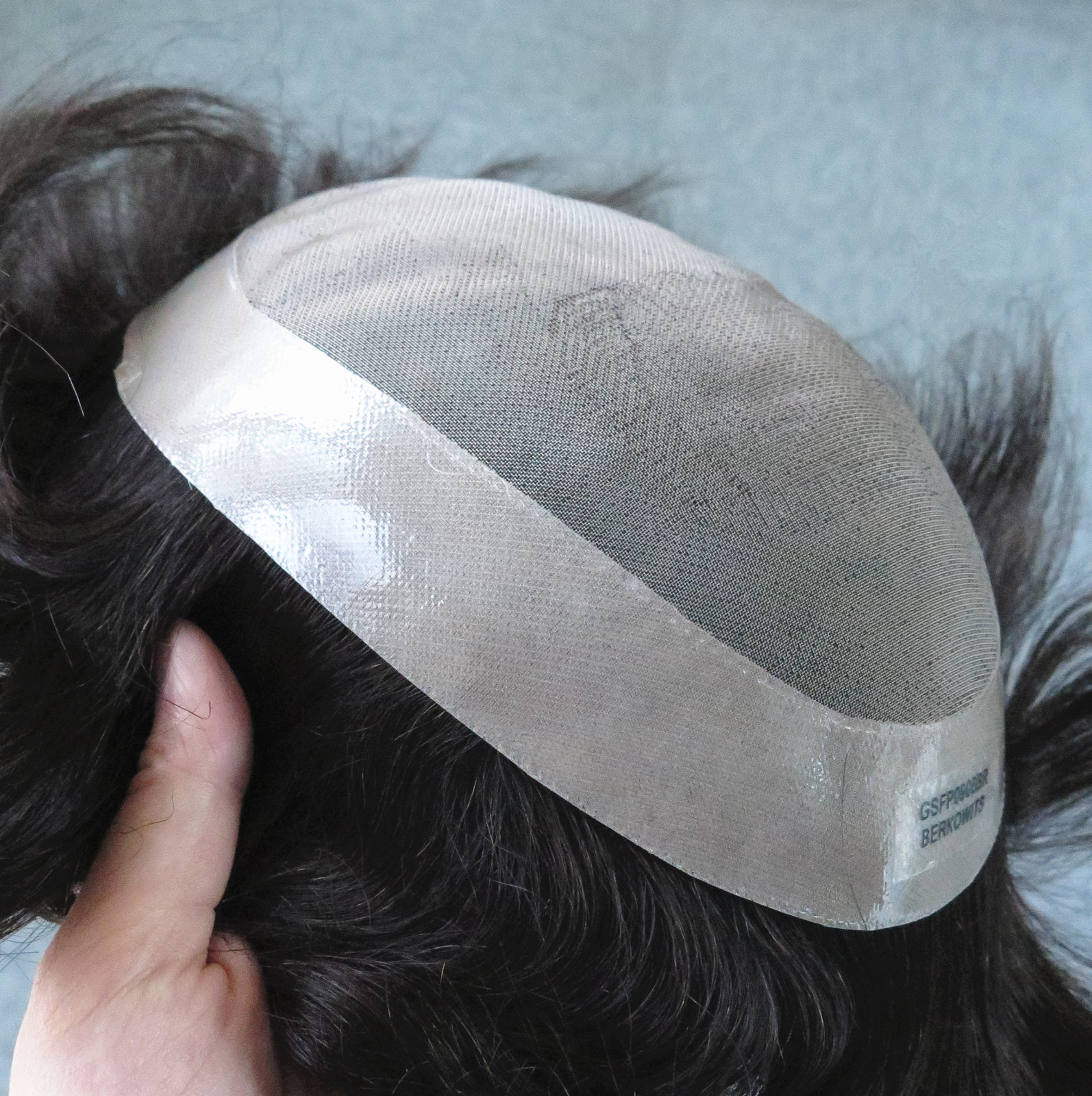 Durable Human Hair Hairpiece Hair Replacement Fine Mono&Poly System Toupee #2