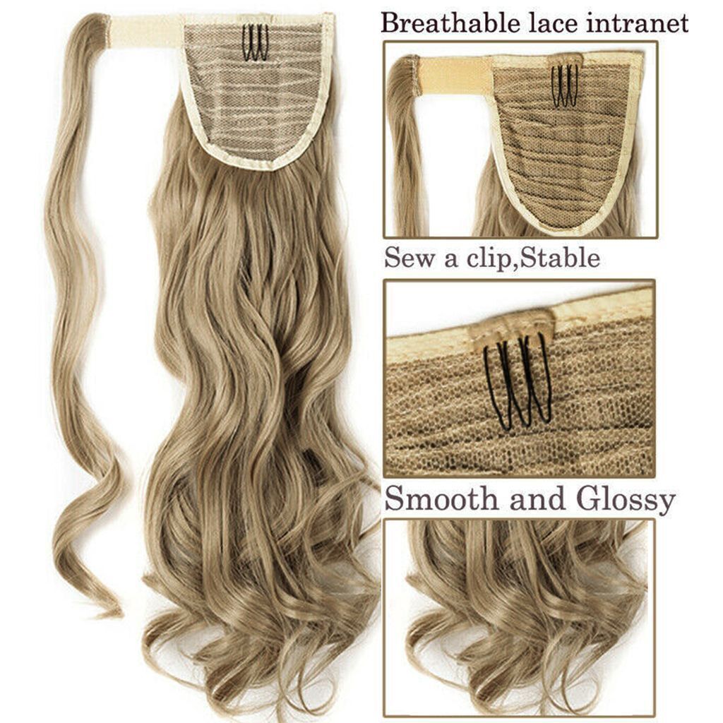 Long Wavy Curly/Straight Thick Synthetic Clip In Hair Extension Ponytail Claw