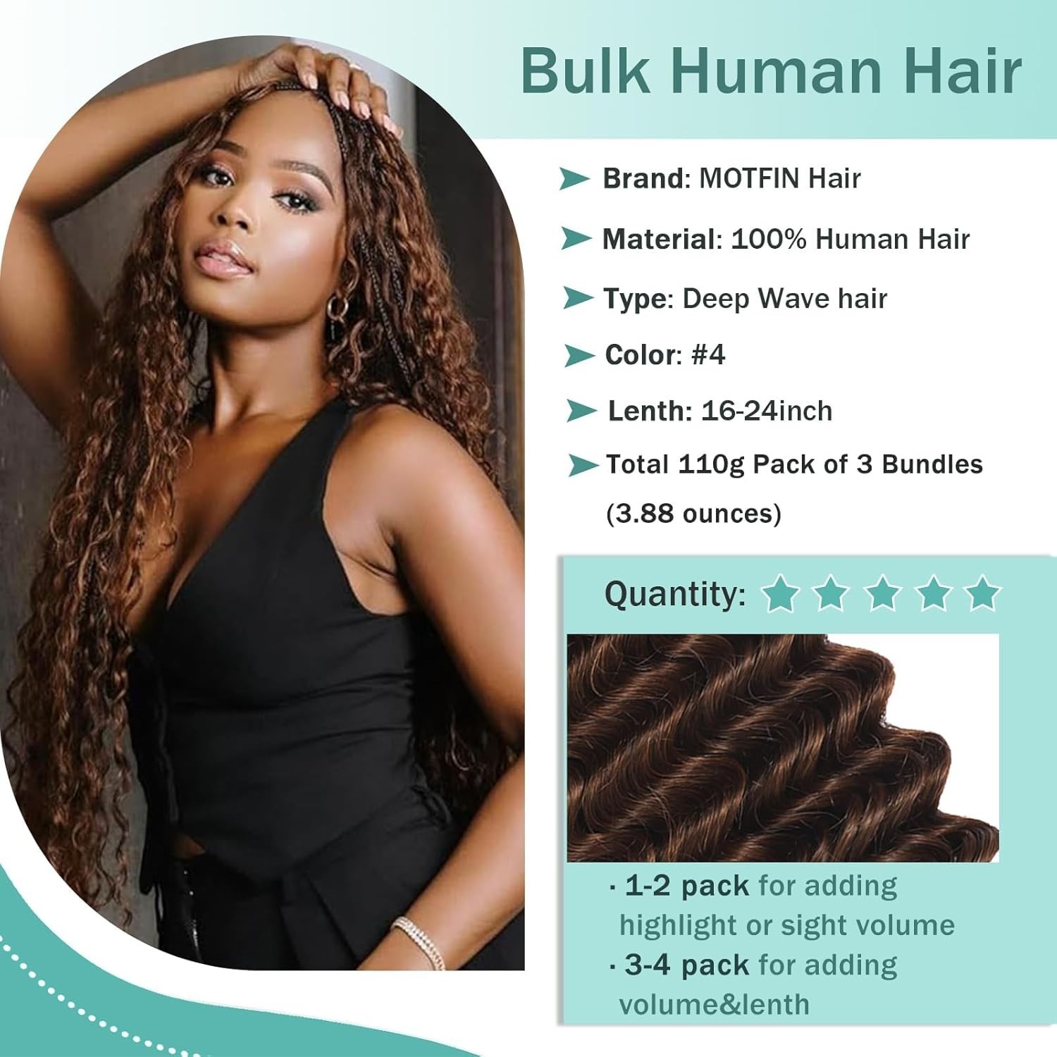 110g 18 Inch Curly Human Braiding Hair for Luxurious Boho Braids – Chocolate …