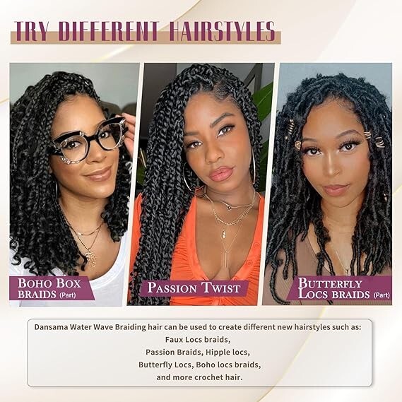 4 PACK – DANSAMA 18IN PASSION TWIST CROCHET HAIR BOHO LOCS 1B FOR BLACK WOMEN
