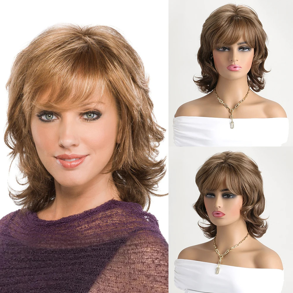 Wavy Layered 12 In Mid Length Women Natural Daily Shag Caples Synthetic Hair Wig