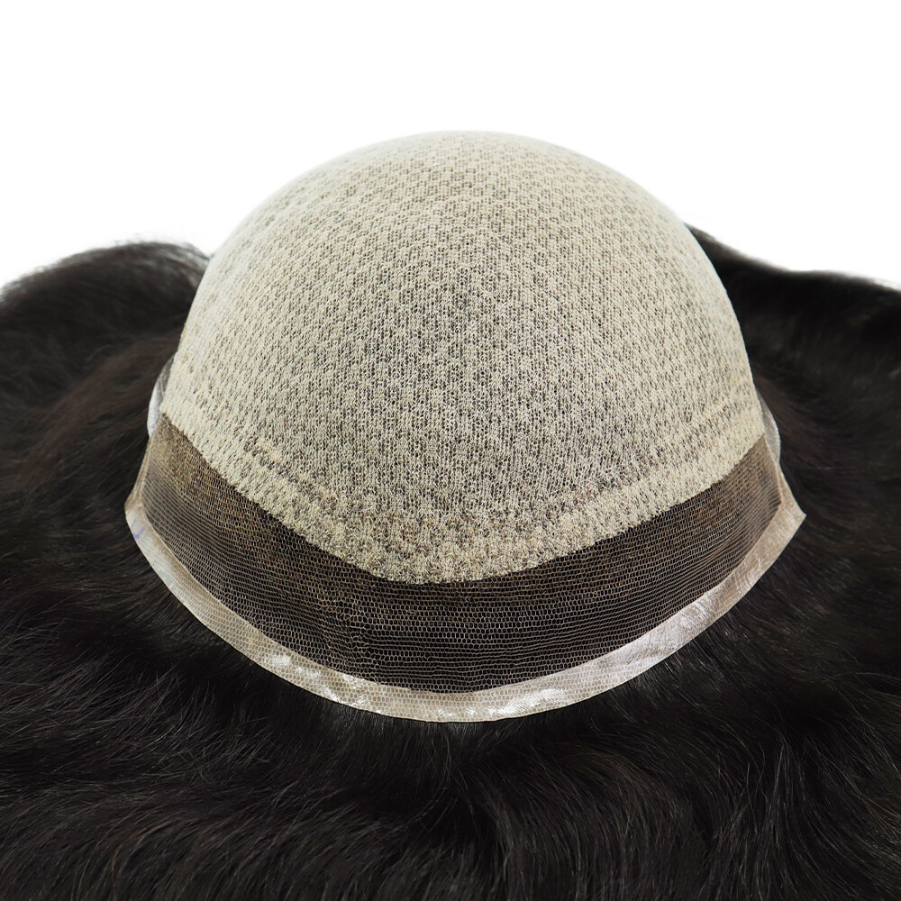Mens Toupee Human Hair System Silk Top French Lace Front Hairpiece I-lACE #NC