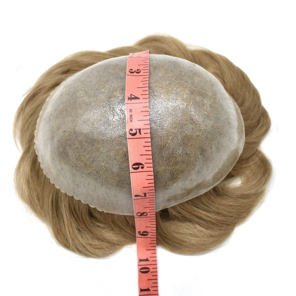 Mens Toupee Hair Replacement Hairpiece Full Poly Injected PU Human Hair System