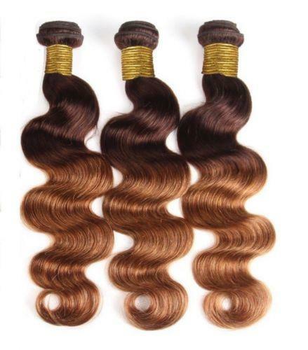100% Human Hair Ombre 4/30 Body Wave 3 Bundles with free part 4*4 Lace Closure