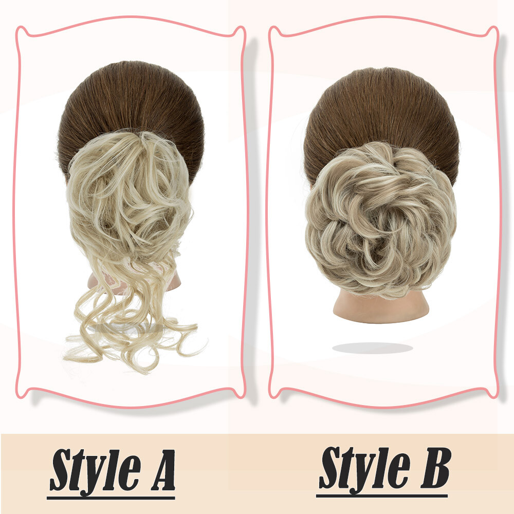 Large Thick Messy Bun Scrunchie Updo False Cover Curly Hair Extensions Hairpiece