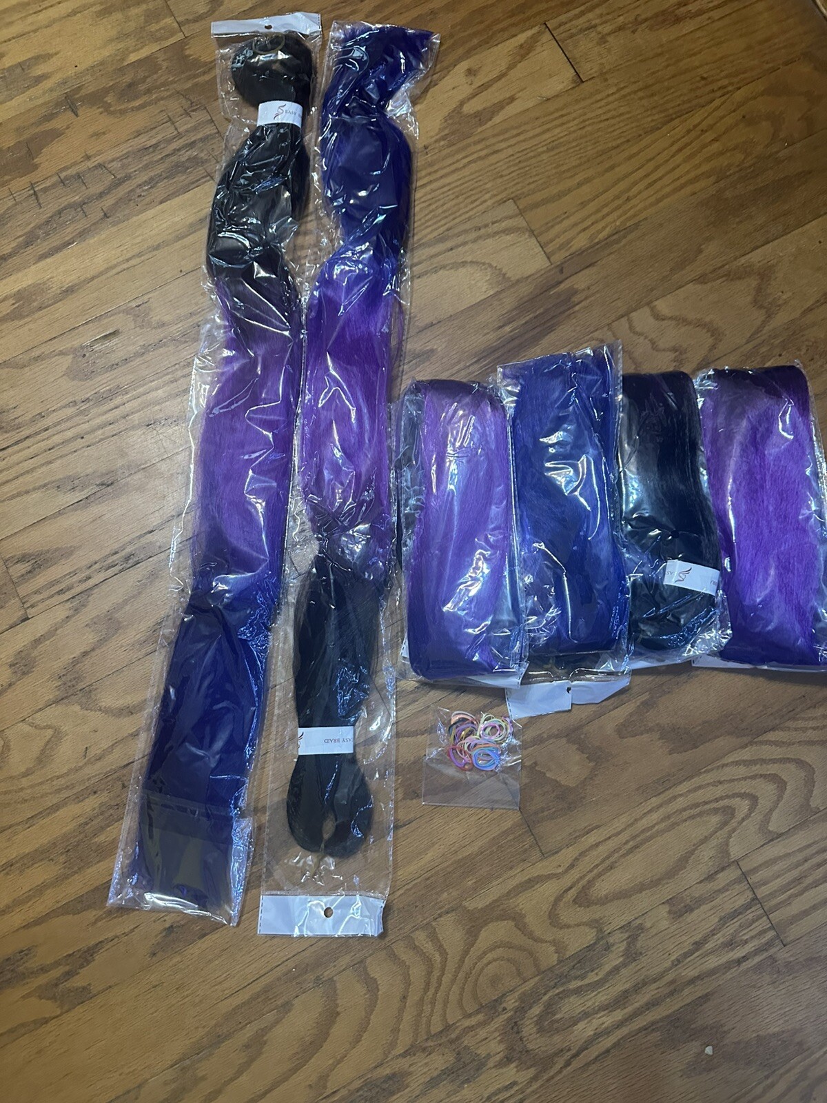 Pre Stretched Braiding Hair 8 Pack Purple/Black/ Blue 32” 6 Pack Yuccaha