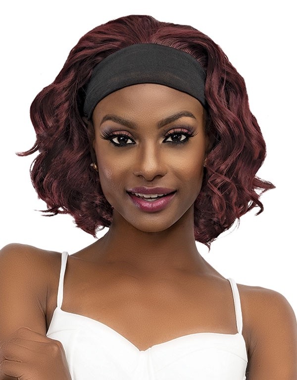 Janet Collection Premium Synthetic Fiber Band Wig. Color#99j-Style GiGi.