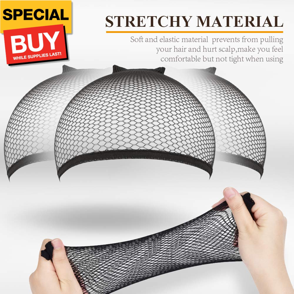 6PCS Wig Cap Non Slip, Black Mesh Net Wig Caps for Women Men, Kids, Weaving Hair