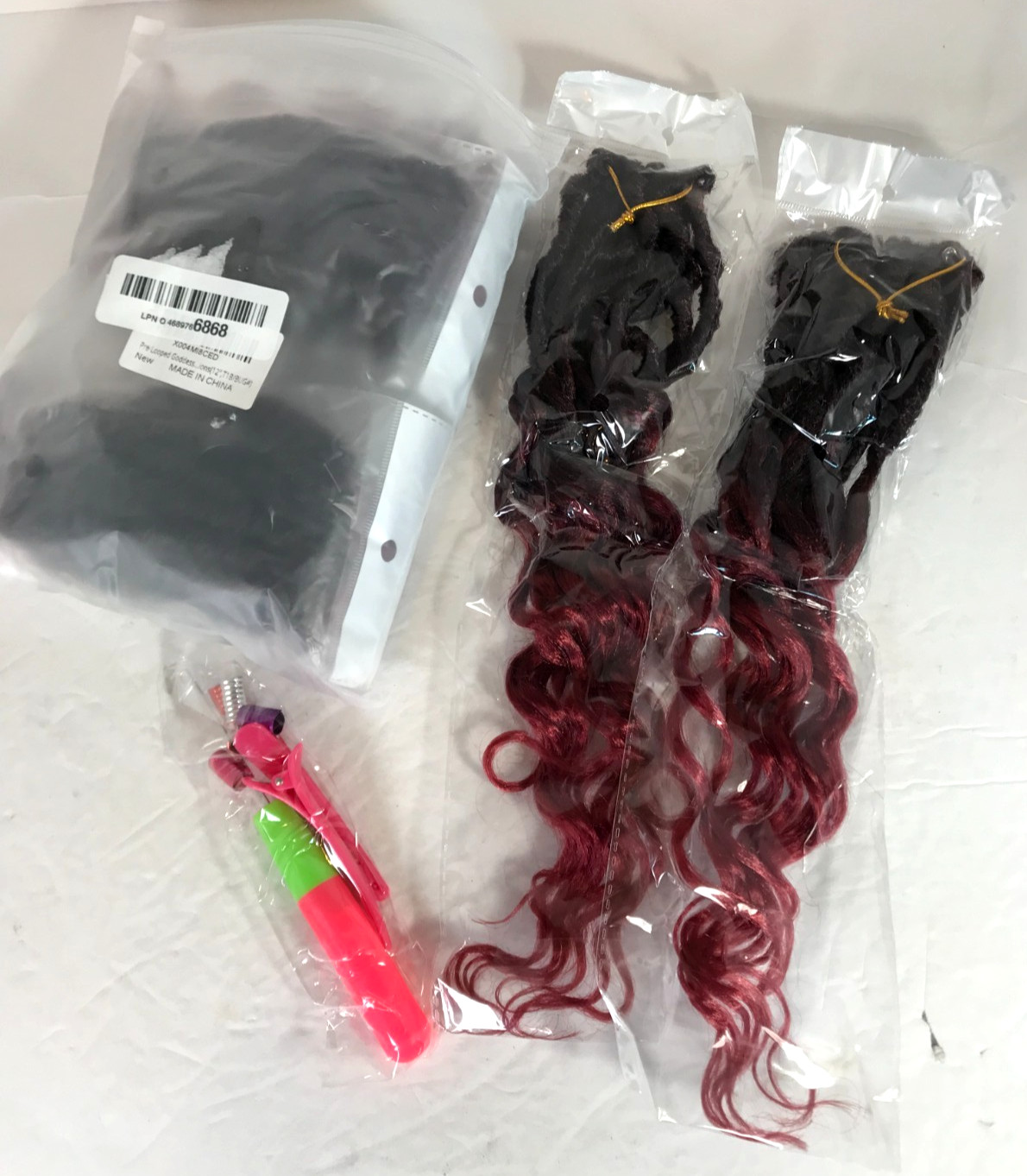 Pre-Looped Goddess Locs Burgundy Ombre Crochet Hair 12″ Synthetic T1B/BUG 8 Pack