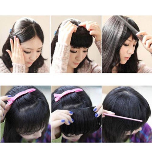 100% Natural Thin Bangs Fringe Clip in Hair Extensions As Human Front Bang Blond