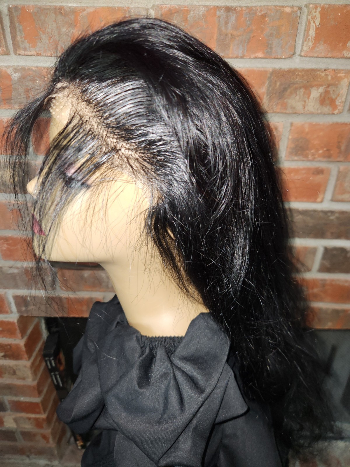 Pre-everything Black Lace Front Wig Middle Part Glue Attachment Women