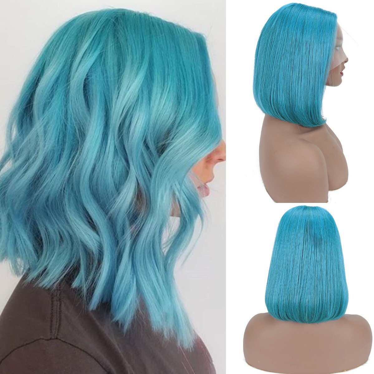 13×4 Short Bob Lace Front Human Hair Wigs Straight Bob Wigs Pre Plcuked Colorful