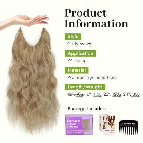 Invisible Wire Hair 20 Inch Beige Blonde mix Lvory Blonde Highlights